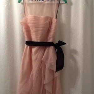 White by Vera Wang Bobbin Net Dress With Illusion Neckline VW360037 Pink size 4